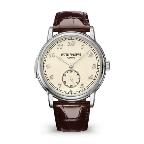 Patek Philippe Grand Complications 40mm Watch - Ref: 5178G-001 - Cream Enamel Dial in 18K White Gold Brown Leather Strap