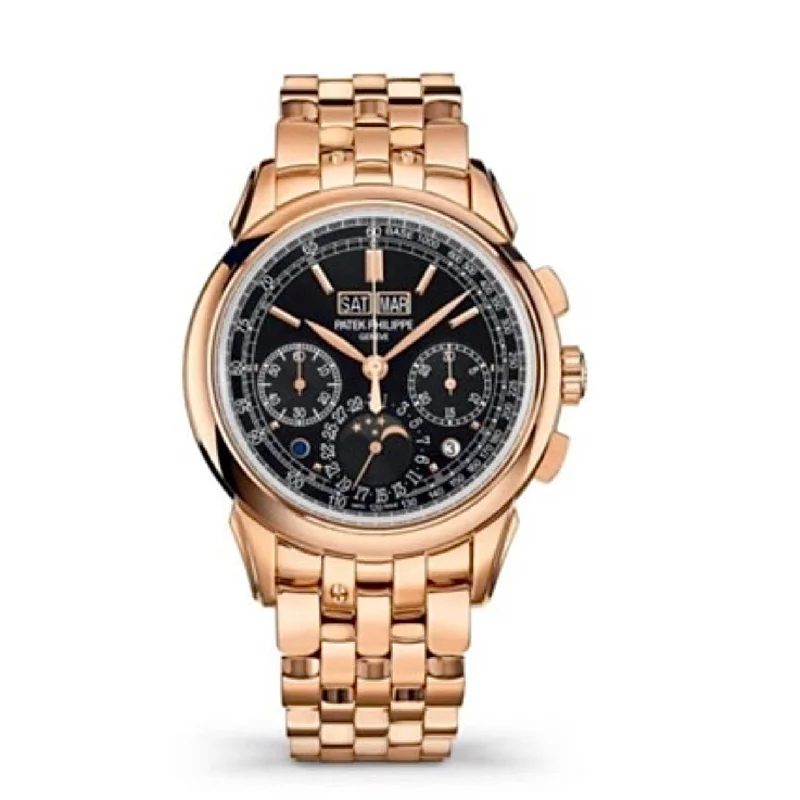 Patek Philippe Grand Complications Perpetual Calendar 40.2mm Watch - Ref: 5204-1R-001 - Black Moon-Phase Dial, 18K Rose Gold Bracelet