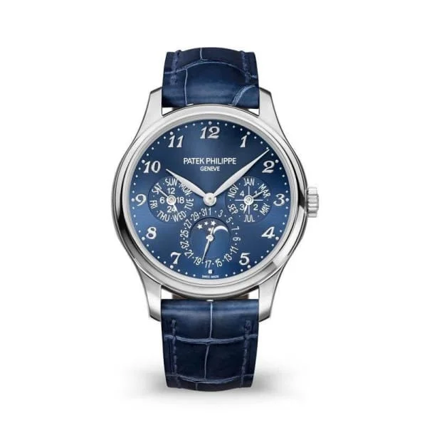 Patek Philippe Grand Complications Perpetual Calendar 39mm Watch - Ref: 5327G-001 - Royal Blue  Dial in 18K White Gold Shiny Navy Blue Alligator Strap