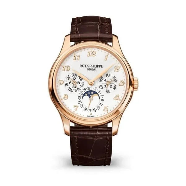 Patek Philippe Grand Complications Perpetual Calendar 39mm Watch - Ref: 5327R-001 - Ivory Moon-Phase Dial in 18K Rose Gold Dark Chestnut Alligator Strap