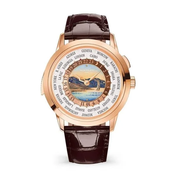 Patek Philippe Grand Complications 40.2mm Watch - Ref: 5531R-012 - White Enamel Dial in 18K Rose Gold Shiny Brown Alligator Strap