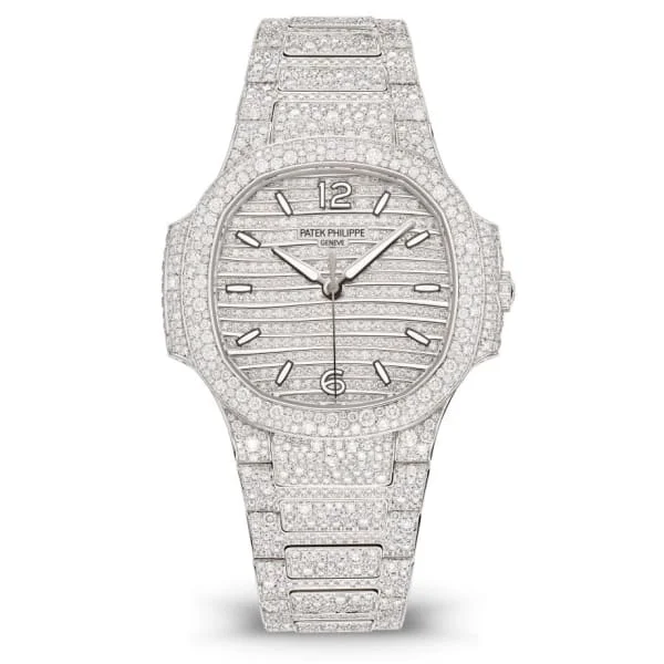 Patek Philippe Nautilus Ladies 35.2mm Women's Watch - Ref: 7118-1450G-001 - Pave Diamond Diamond Dial & Case in 18K White Gold Pave Diamond Bracelet