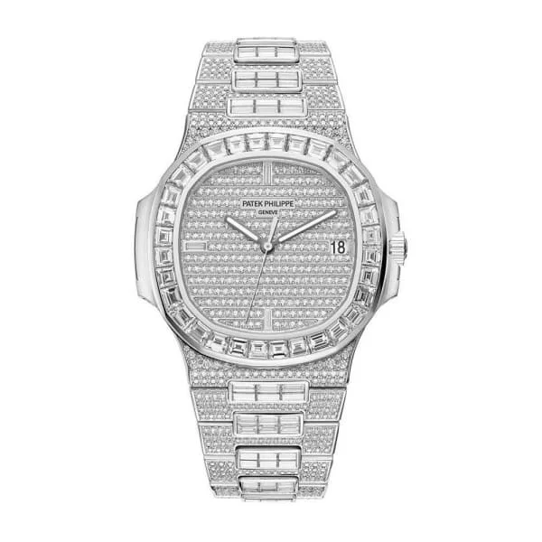 Patek Philippe Nautilus Ladies 33.6mm Women's Watch - Ref: 5719/10G-010 - Pave Diamond Diamond Dial & Case in 18K White Gold Diamond Bracelet