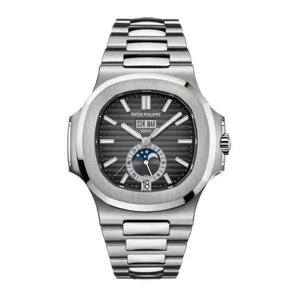 Patek Philippe Nautilus Annual Calendar 40.5mm Watch - Ref: 5726/1A-001 - Black Moon-Phase Dial, Stainless Steel Bracelet