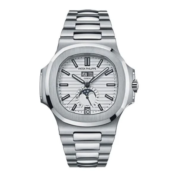 Patek Philippe Nautilus Annual Calendar 40.5mm Watch - Ref: 5726/1A-010 - Silver White Moon-Phase Dial, Stainless Steel Bracelet