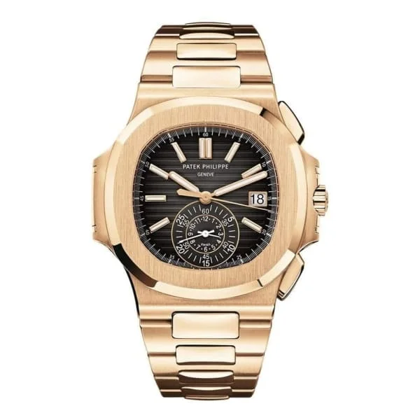 Patek Philippe Nautilus Chronograph 40.5mm Watch - Ref: 5980/1R-001 - Black Dial, 18K Rose Gold Bracelet