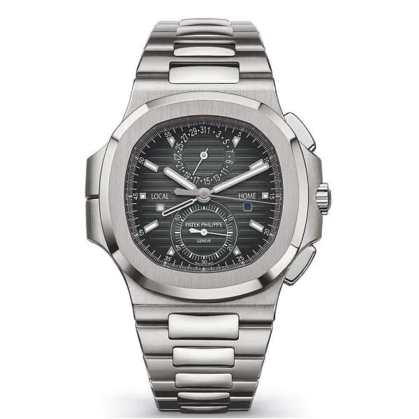 Patek Philippe Travel Time Flyback Chronograph 40mm Watch - Ref: 5990/1A-001 - Black Dial, Stainless Steel Bracelet