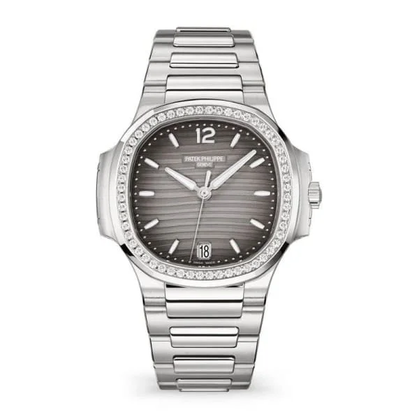 Patek Philippe Nautilus Ladies 35.2mm Women's Watch - Ref: 7118-1200A-011 - Gray Opaline Dial & Diamond Bezel in Stainless Steel Bracelet