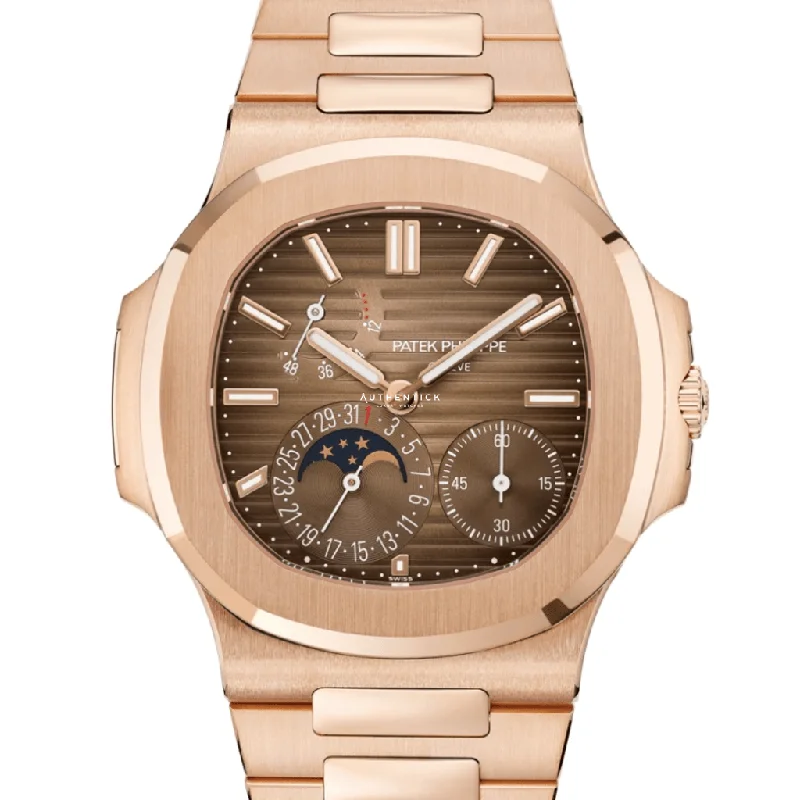 Patek Philippe Nautilus Moon Phase Rose Gold Chocolate Dial 5712/1R-001