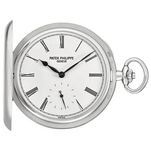 Patek Philippe Hunter-Case Pocket Watch 48mm - Ref: 980G-001 - Silvery Opaline Dial in 18K White Gold Case