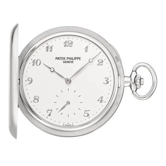 Patek Philippe Hunter-Case Pocket Watch 48mm - Ref: 980G-010 - Silvery Opaline Dial in 18K White Gold Case