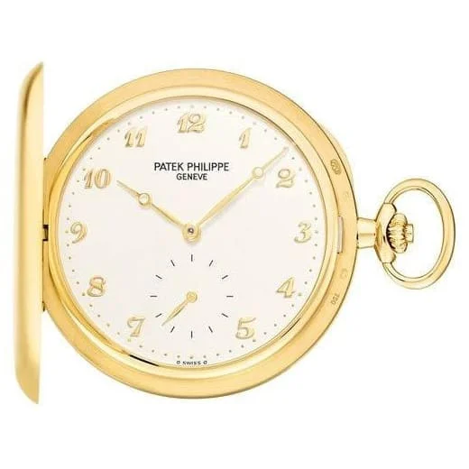 Patek Philippe Hunter-Case Pocket Watch 48mm - Ref: 980J-011 - Silvery Opaline Dial in 18K Yellow Gold Case