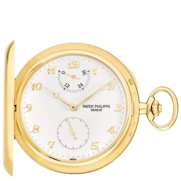 Patek Philippe Hunter-Case Pocket Watch 48mm - Ref: 983J-001 - Silvery Opaline Dial in 18K Yellow Gold Case