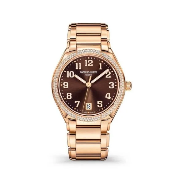 Patek Philippe Twenty 4 - 30mm Women's Watch - Ref: 7300/1200R-001 - Chocolate Brown Dial & Diamond Bezel in 18K Rose Gold Bracelet