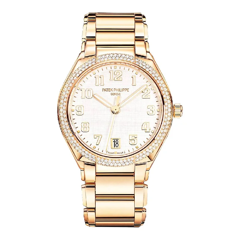 Patek Philippe Twenty 4 - 30mm Women's Watch - Ref: 7300/1200R-010 - Silver Dial & Diamond Bezel in 18K Rose Gold Bracelet