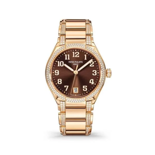 Patek Philippe Twenty 4 - 30mm Women's Watch - Ref: 7300/1201R-010 - Chocolate Brown Dial & Diamond Bezel in 18K Rose Gold Diamond Bracelet