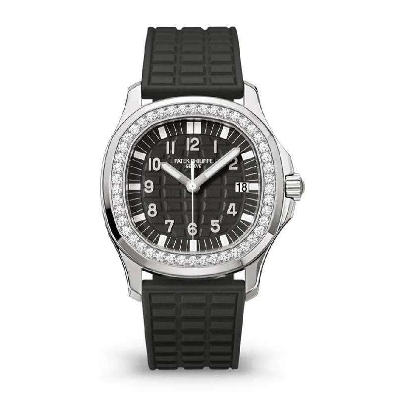 Patek Philippe Aquanaut Luce 35.6mm Watch - Ref: 5067a-001 - Black Dial & Diamond Bezel in Stainless Steel Case Black Polymer Rubber Strap