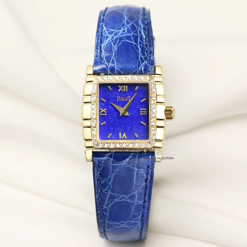 Piaget Lady 18k Yellow Gold 45053 Lapis Lazuli Diamond Bezel