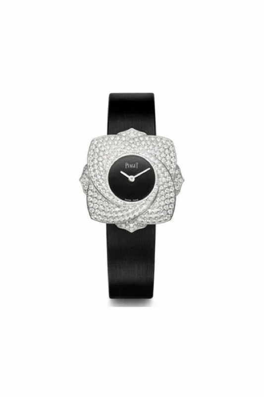 piaget limelight blooming rose 34mm quartz in white gold with diamond bezel ref. g0a39182