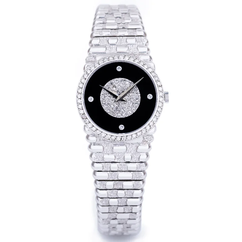 Vintage Piaget | Onyx Dial & Pave Diamond | 18k White Gold | Circa 1980's | 24mm