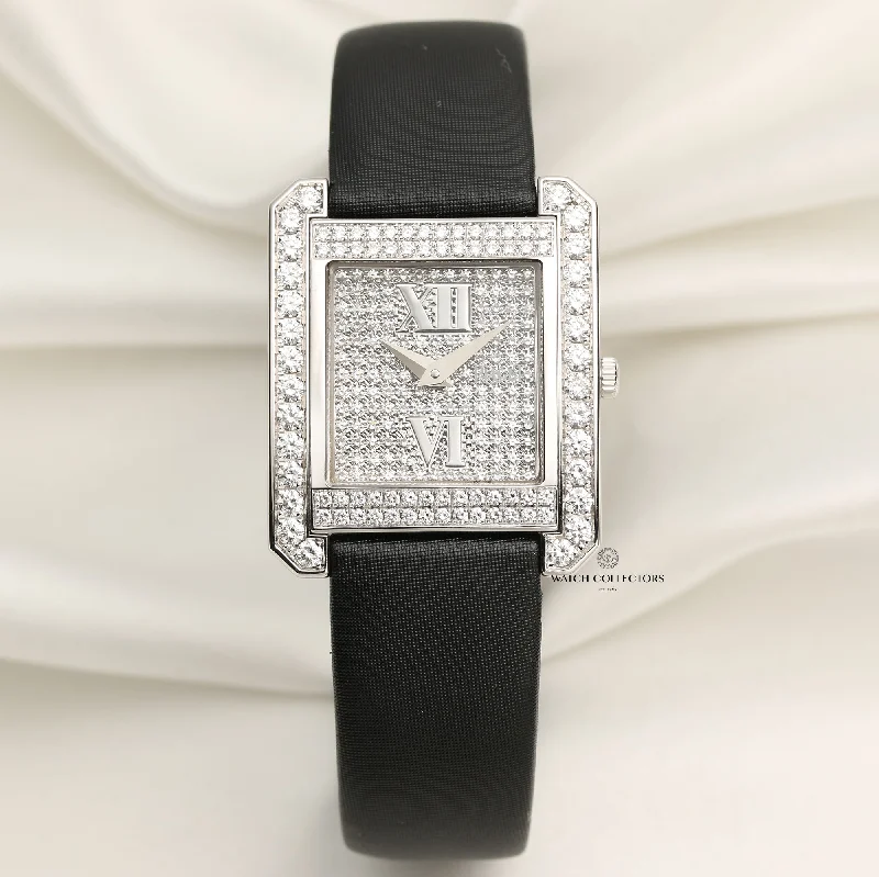 Piaget Pave Diamond Dial, Bezel & Clasp Ladies Wristwatch P10101 18k White Gold