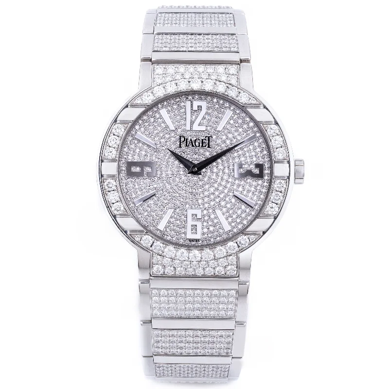 Piaget Polo Large GOA26026 18k White Gold Pave Dial & Bracelet