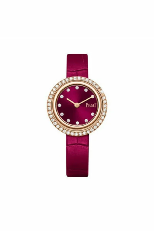 piaget possession quartz cerise pink gem-set dial 34mm ref. g0a44096