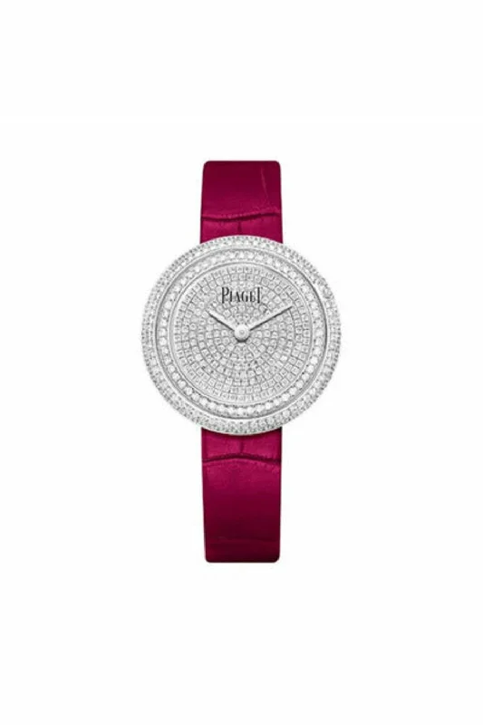 piaget possession white gold diamond paved dial pink strap novelty ref. g0a44299