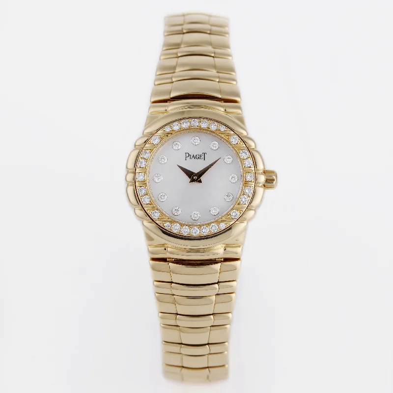 Piaget Tanagra | REF. 16033 M 401 D | Mother of Pearl Diamond Dial | Diamond Bezel | 18k Yellow Gold | 25mm | Quartz