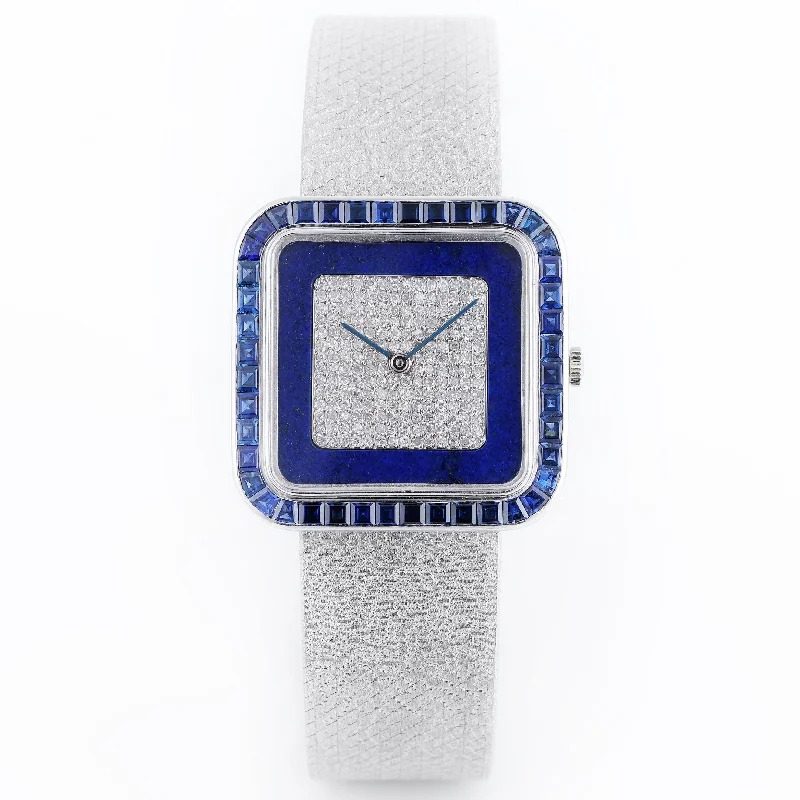 Rare Vacheron Constantin | Lapis Lazuli, Pave Diamonds & Sapphire Baguettes | 18k White Gold Wristwatch