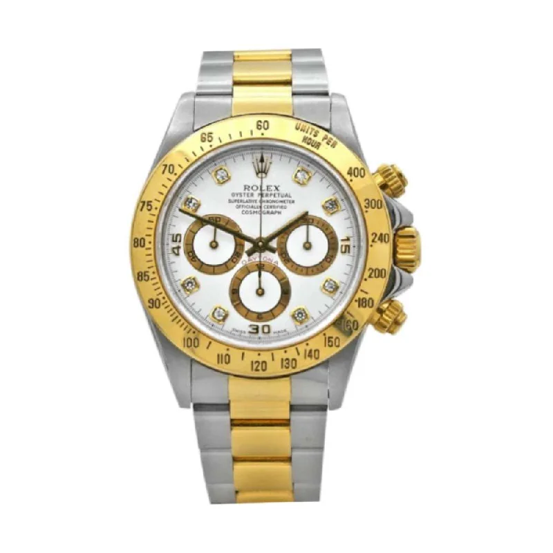 Rolex Cosmograph Daytona 40mm - Ref: 116523-0057 - White Diamond Dial & Gold Bezel, Two Tone Stainless Steel & 18K Yellow Gold Oyster Bracelet Men's Watch