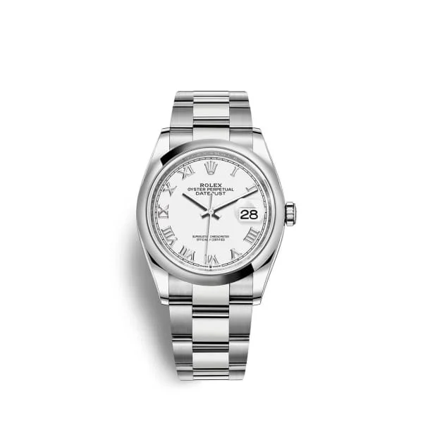 Rolex Datejust 36mm - Ref: 126200-0008 - White Roman Dial, Stainless Steel Oyster Bracelet Watch