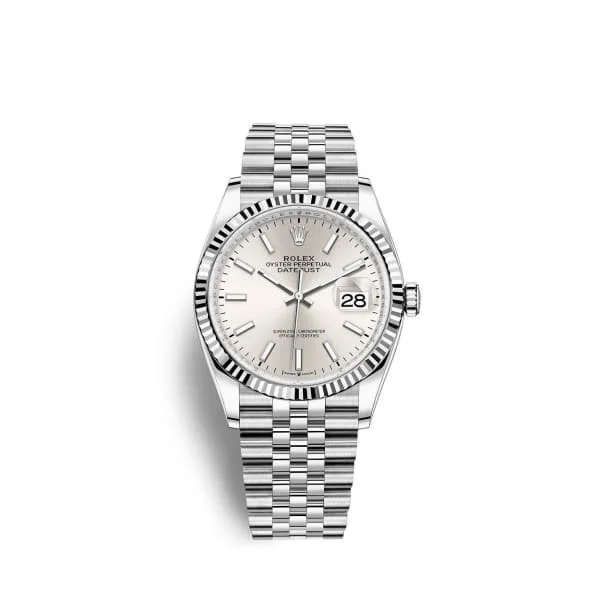 Rolex Datejust 36mm - Ref: 126234-0013 - Silver Stick Dial, Stainless Steel Jubilee Bracelet Watch