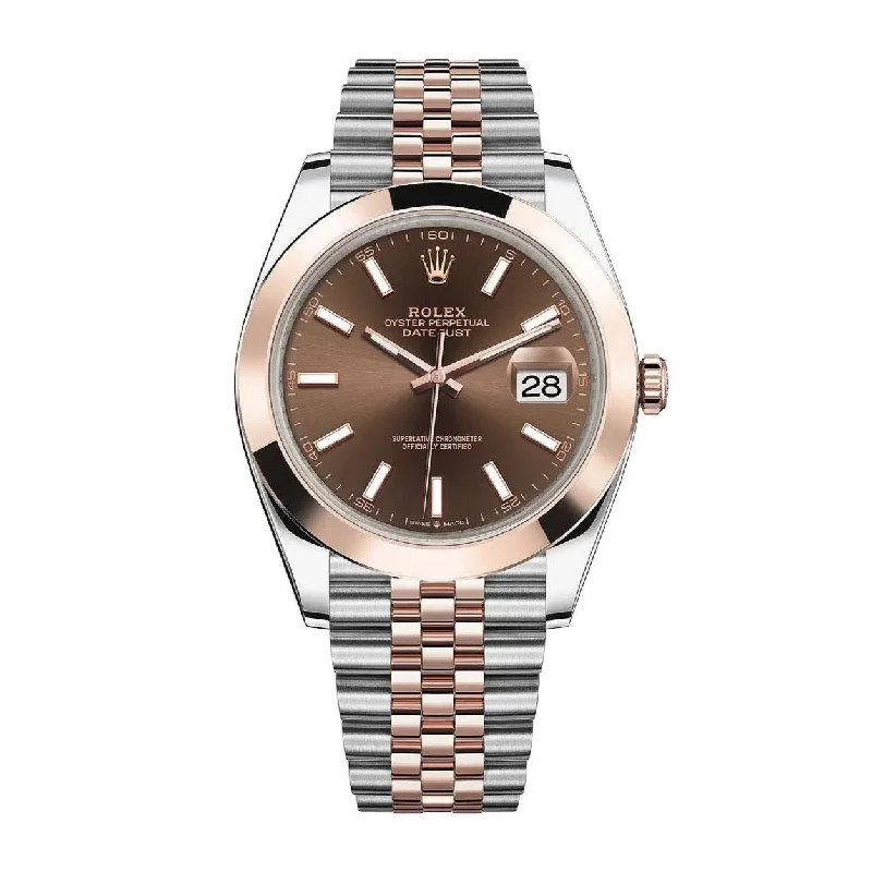 Rolex Datejust 41mm - Ref: 126301-0002 - Chocolate Stick Dial, Two Tone Stainless Steel & 18K Rose Gold Jubilee Bracelet Men's Watch