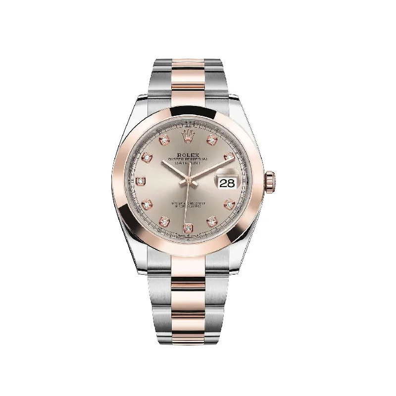 Rolex Datejust 41mm - Ref: 126301-0007 - Sundust Diamond Dial, Two Tone Stainless Steel & 18K Rose Gold Oyster Bracelet Men's Watch