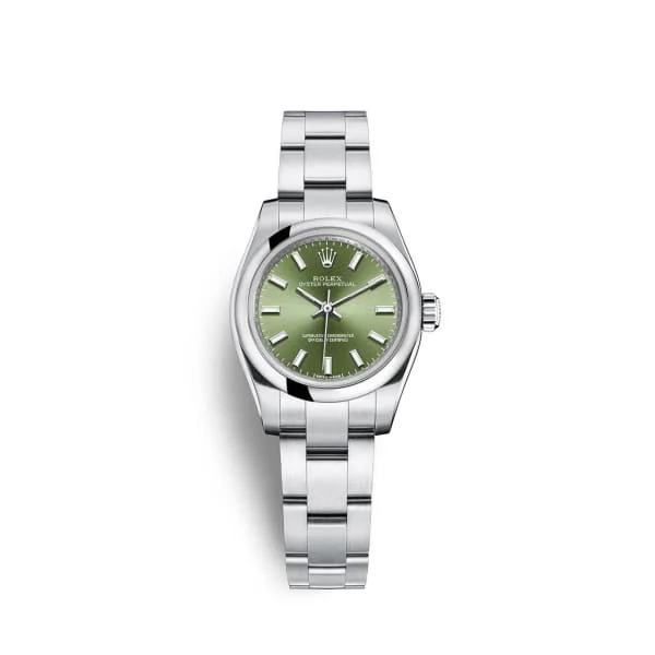 Rolex Oyster Perpetual 26mm - Ref: 176200-0014 - Olive Green Stick Dial, Stainless Steel Oyster Bracelet Women's Watch