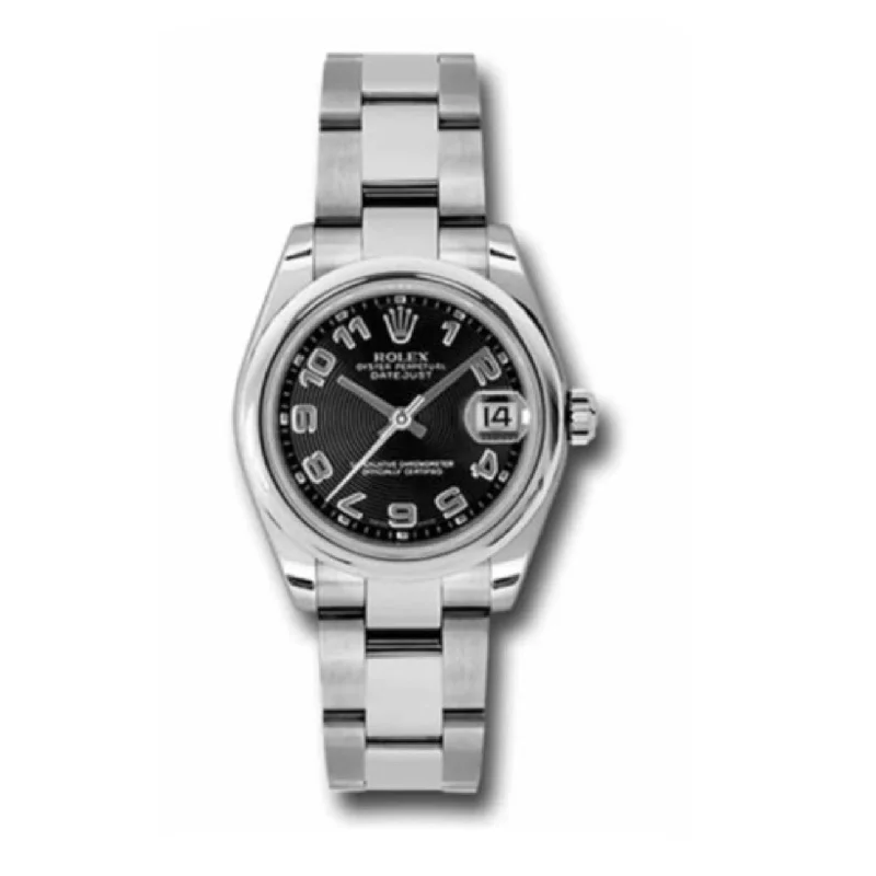 Rolex Datejust 31mm - Ref: 178240-0011 - Black Dial & Diamond Bezel, Stainless Steel Oyster Bracelet Women's Watch