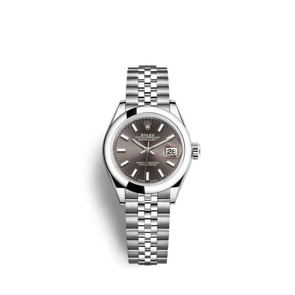 Rolex Lady-Datejust 28mm - Ref: 279160-0009 - Grey Stick Dial, Stainless Steel Jubilee Bracelet Women's Watch