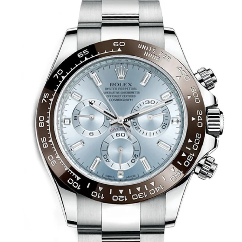 Rolex Cosmograph Daytona Platinum Ice Blue Baguette Dial 116506-0002