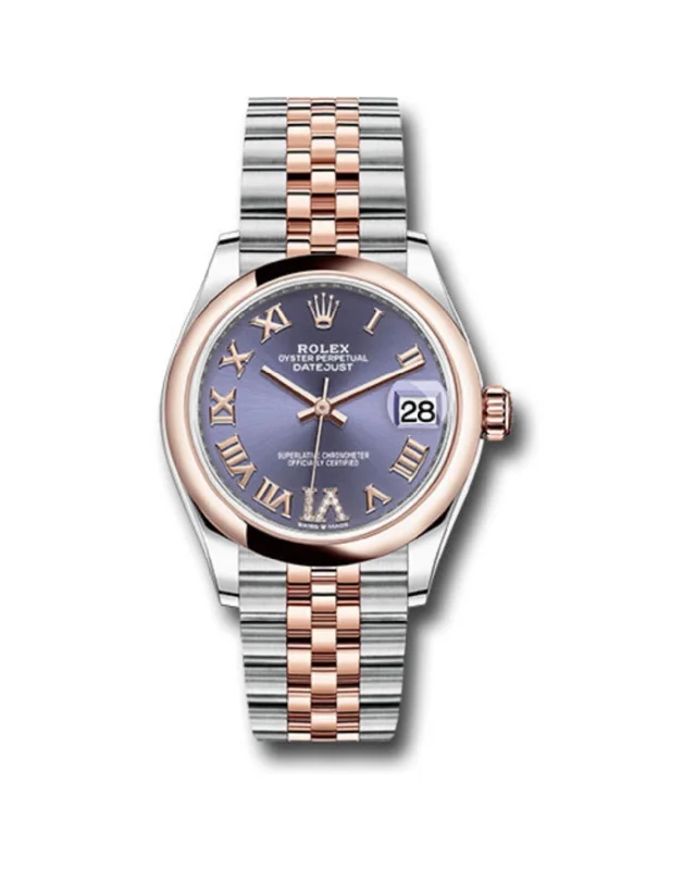 Rolex Datejust 31mm - Ref: 278241 aubdr6j - Aubergine Purple Roman Diamond Dial, Two Tone Stainless Steel & 18K Rose Gold Jubilee Bracelet Women's Watch