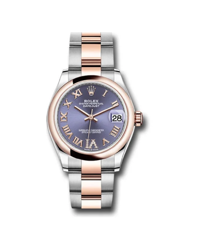 Rolex Datejust 31mm - Ref: 278241 aubdr6o - Aubergine Purple Roman Diamond Dial, Two Tone Stainless Steel & 18K Rose Gold Oyster Bracelet Women's Watch