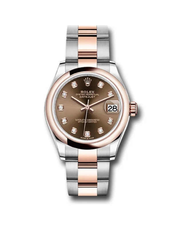 Rolex Datejust 31mm - Ref: 278241 chodo - Chocolate Diamond Dial, Two Tone Stainless Steel & 18K Rose Gold Oyster Bracelet Women's Watch