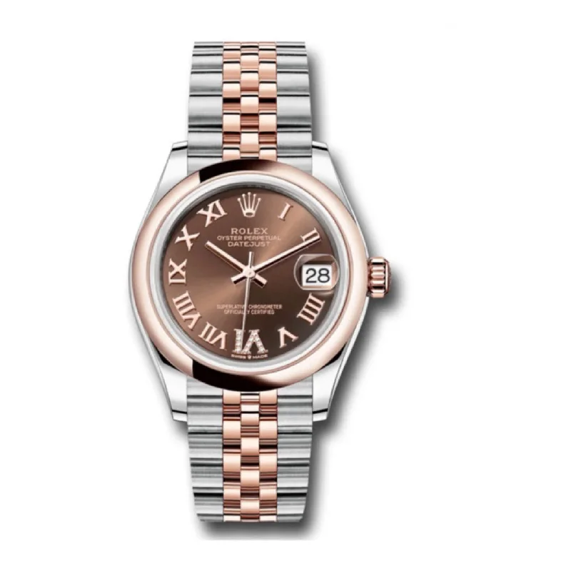 Rolex Datejust 31mm - Ref: 278241 chodr6j - Chocolate Roman Diamond Dial, Two Tone Stainless Steel & 18K Rose Gold Jubilee Bracelet Women's Watch