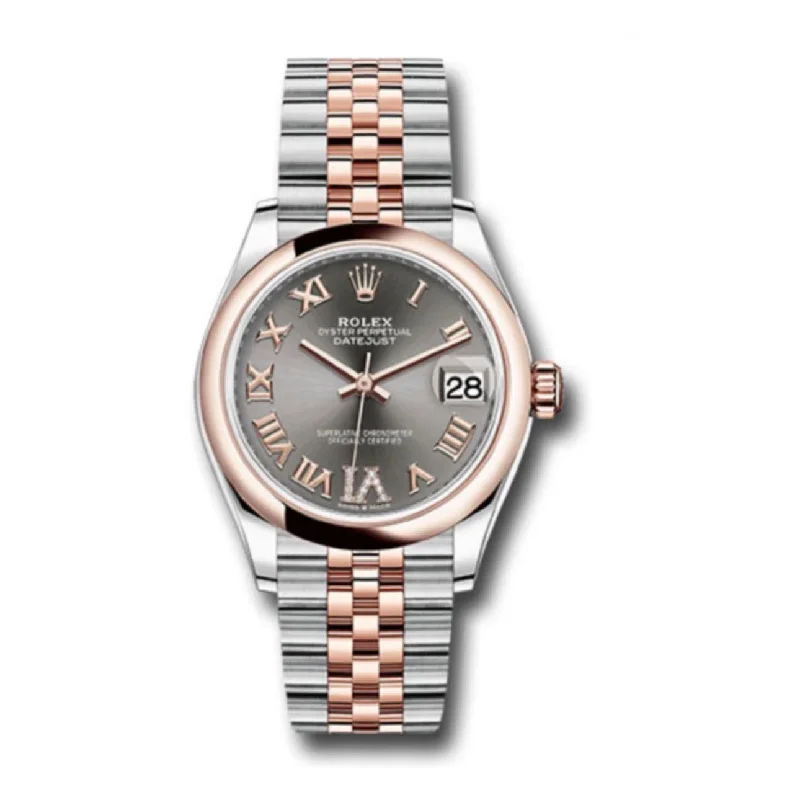 Rolex Datejust 31mm - Ref: 278241 dkrhdr6j - Slate Dark Grey Roman Diamond Dial, Two Tone Stainless Steel & 18K Rose Gold Jubilee Bracelet Women's Watch