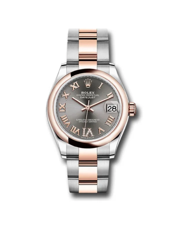 Rolex Datejust 31mm - Ref: 278241 dkrhdr6o - Slate Dark Grey Roman Diamond Dial, Two Tone Stainless Steel & 18K Rose Gold Oyster Bracelet Women's Watch