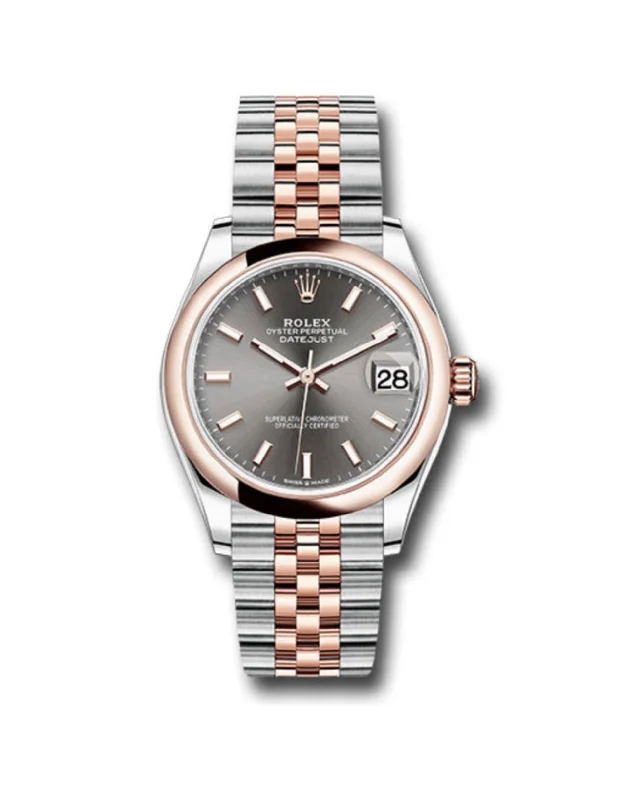 Rolex Datejust 31mm - Ref: 278241 dkrhij - Slate Dark Grey Stick Dial, Two Tone Stainless Steel & 18K Rose Gold Jubilee Bracelet Women's Watch