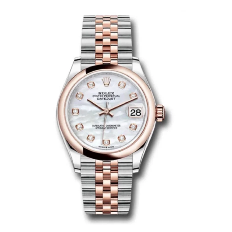 Rolex Datejust 31mm - Ref: 278241 mdj - White Mother of Pearl Diamond Dial, Two Tone Stainless Steel & 18K Rose Gold Jubilee Bracelet Women's Watch