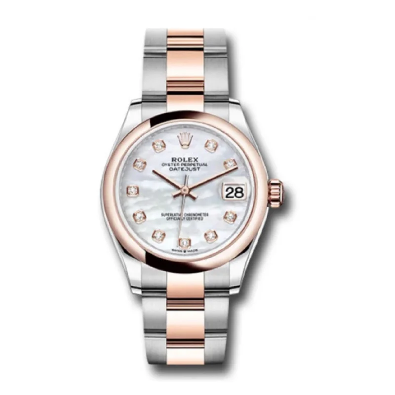 Rolex Datejust 31mm - Ref: 278241 mdo - White Mother of Pearl Diamond Dial, Two Tone Stainless Steel & 18K Rose Gold Oyster Bracelet Women's Watch