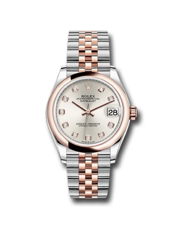 Rolex Datejust 31mm - Ref: 278241 sdj - Silver Diamond Dial, Two Tone Stainless Steel & 18K Rose Gold Jubilee Bracelet Women's Watch