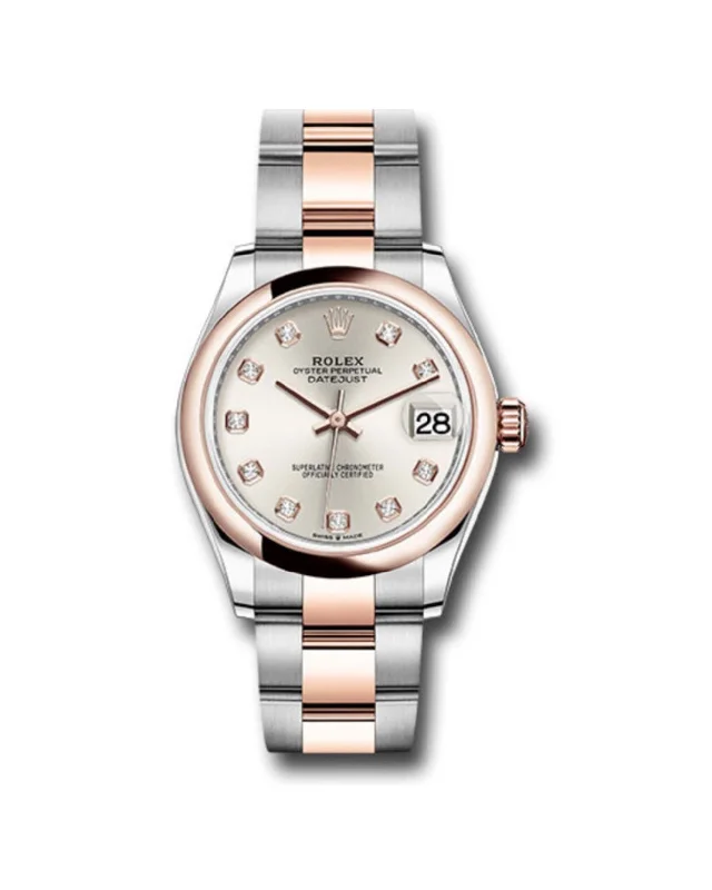 Rolex Datejust 31mm - Ref: 278241 sdo - Silver Diamond Dial, Two Tone Stainless Steel & 18K Rose Gold Oyster Bracelet Women's Watch